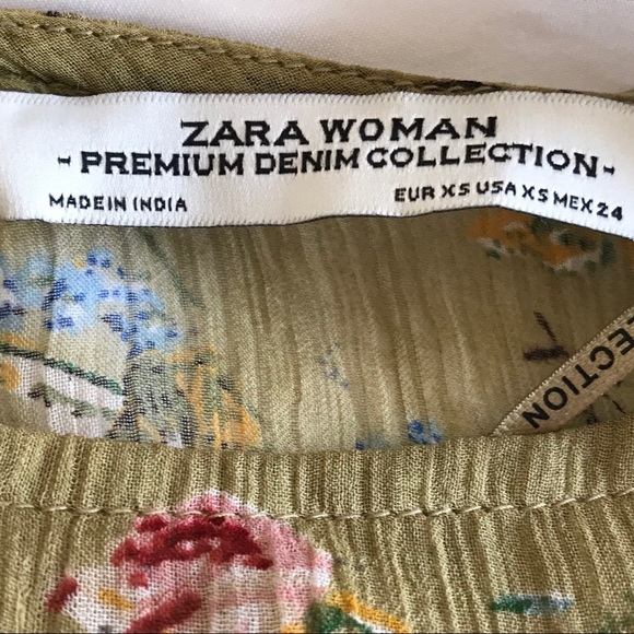 Zara Premium Denim Collection Floral Tip SZ XS - Picture 6 of 7